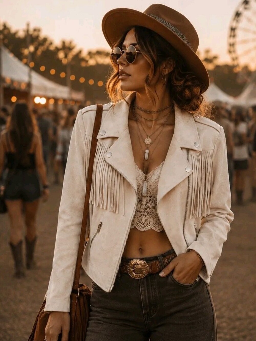 Moon River by Anthropologie Faux Suede Fringe Biker Moto Jacket Size: XS